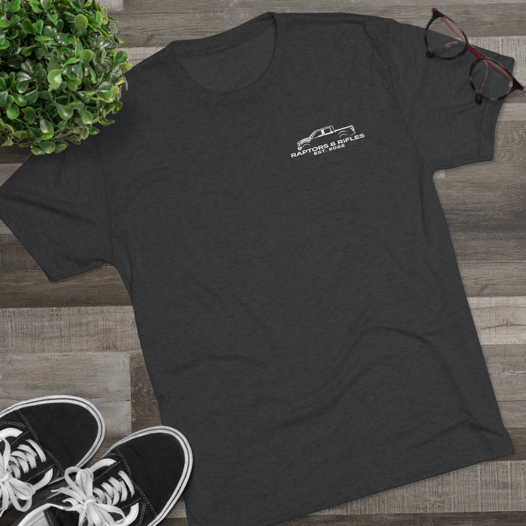 Raptors & Rifles Christmas Unisex Tri-Blend Crew Tee