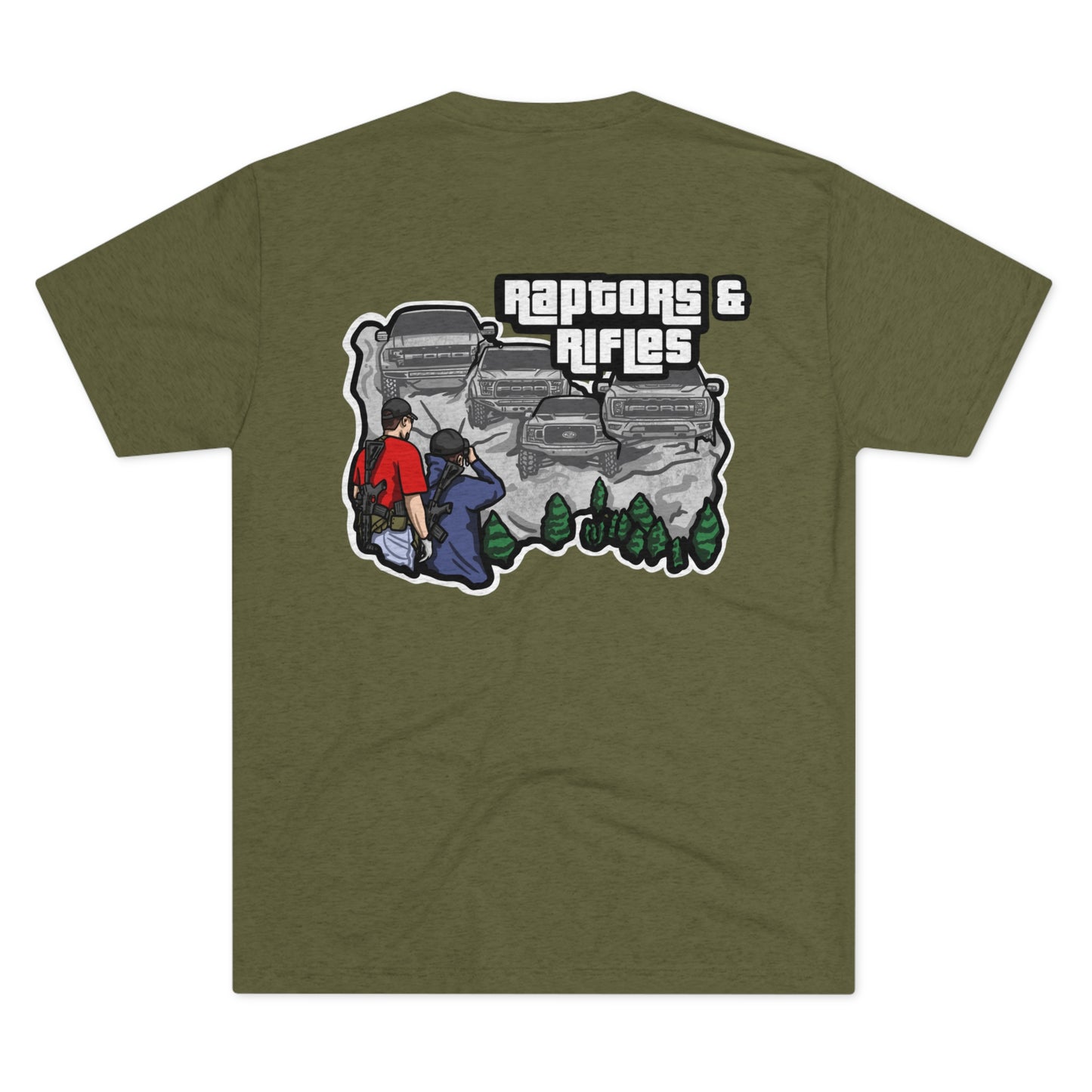 Raptors & Rifles Mt. Rushmore Unisex Tri-Blend Crew Tee