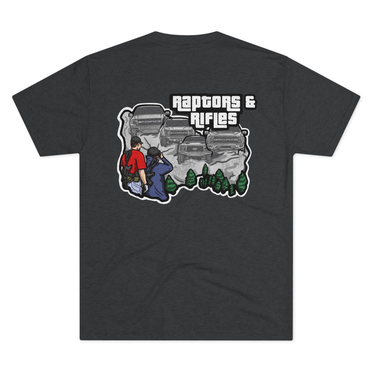 Raptors & Rifles Mt. Rushmore Unisex Tri-Blend Crew Tee